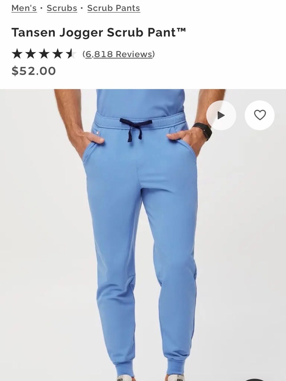 FIGS Tansen Jogger Scrub Pants Men's Blue size M